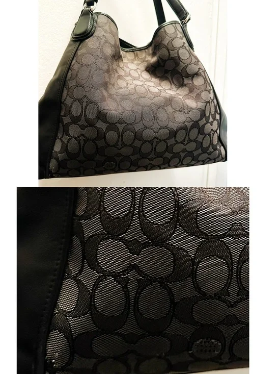 Vintage style Coach soho Shoulder Bag Black and Charcoal Signature Hobo Bag - Picture 17 of 17